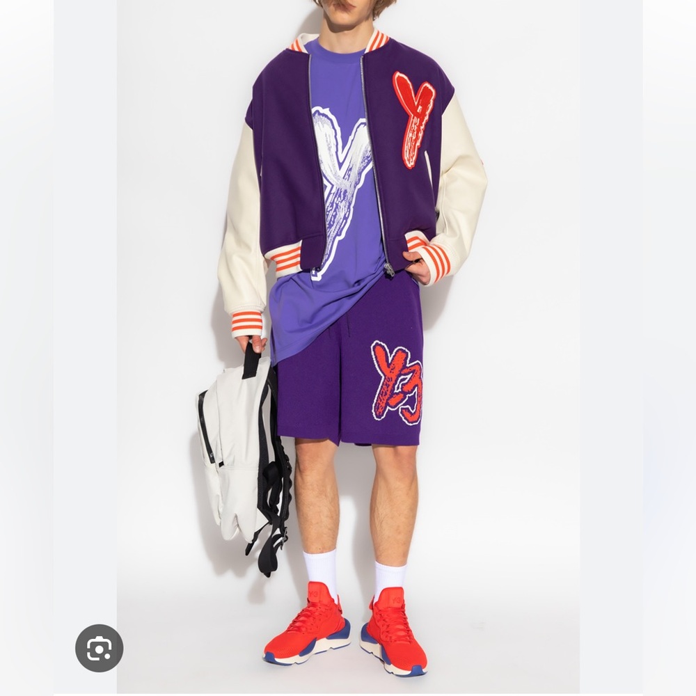 NWT Y-3 Yohji Yamamoto Knit Logo Shorts in Purple